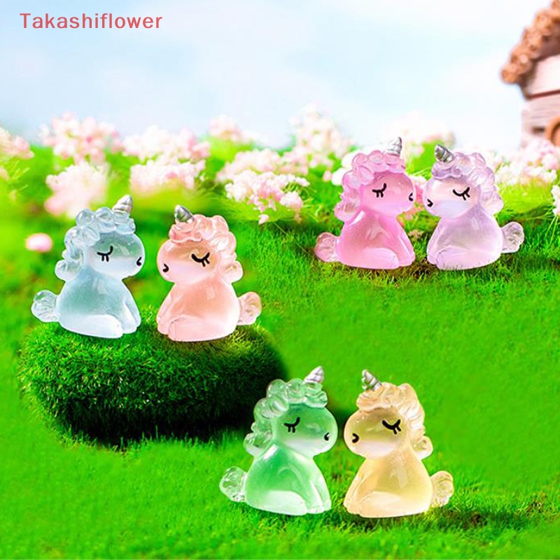 Set 2 Mô Hình Kỳ Lân Dạ Quang Mini Bằng Nhựa Resin Trang Trí Tiểu Cảnh / Xe Hơi