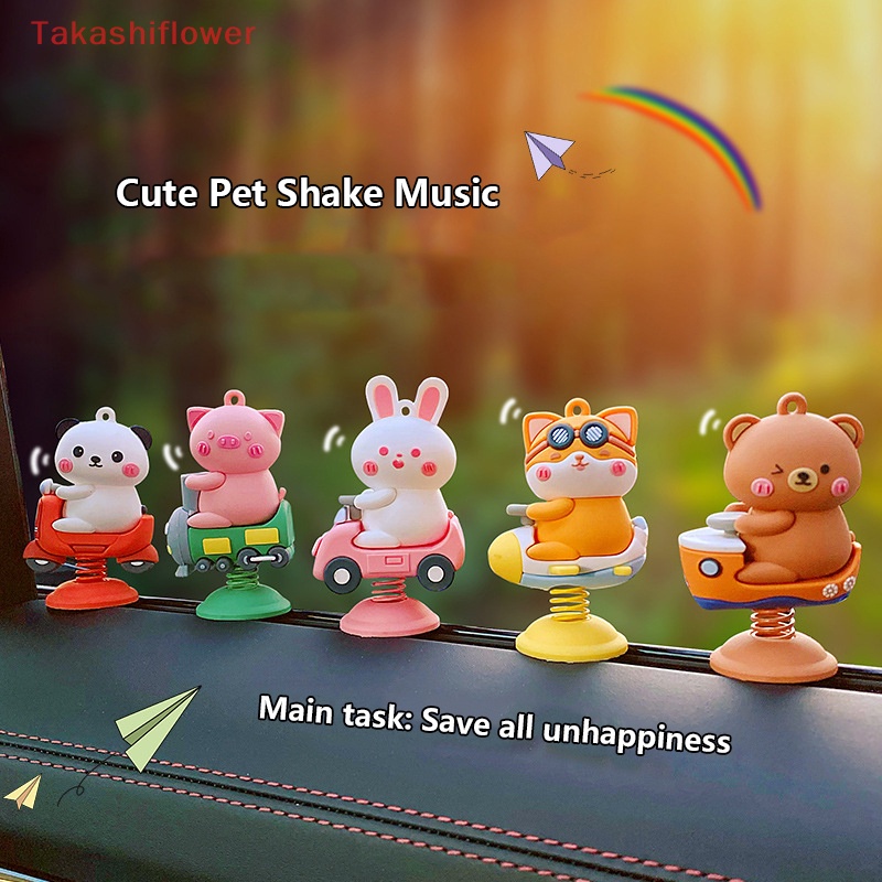 [TakashiflowerV] Búp Bê Hoạt Hình Lắc Đầu Dễ Thương Trang Trí Bảng Điều Khiển Xe Hơi / Cún / Thỏ / Gấu Quà Tặng