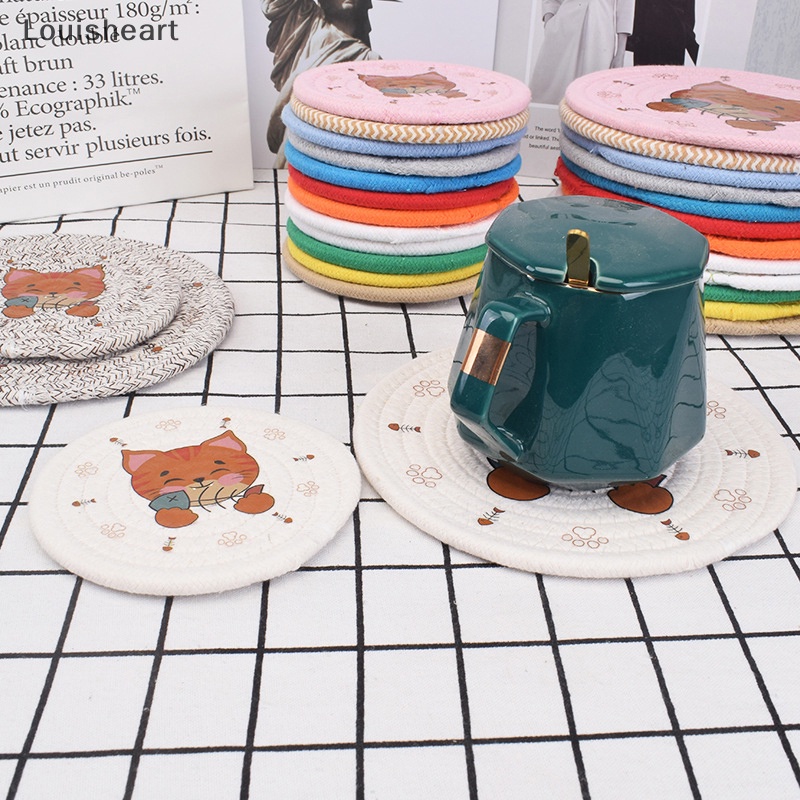 Tấm Lót Chén Đĩa Cách Nhiệt Họa Tiết Mèo Trang Trí Nhà Cửa TFG