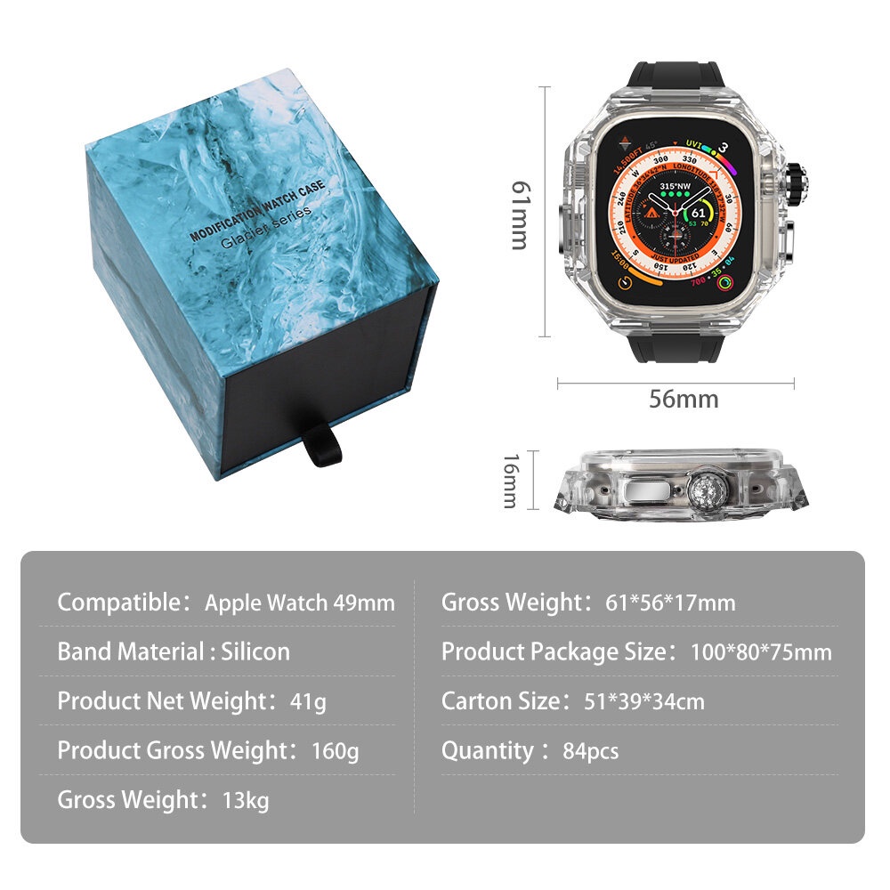 Dây Đeo Cao Su Trong Suốt Sang Trọng Cho Đồng Hồ Thông Minh Apple Watch series 8 7 Ultra 49mm 45mm I Watch 6 5 se 4 44mm 45mm