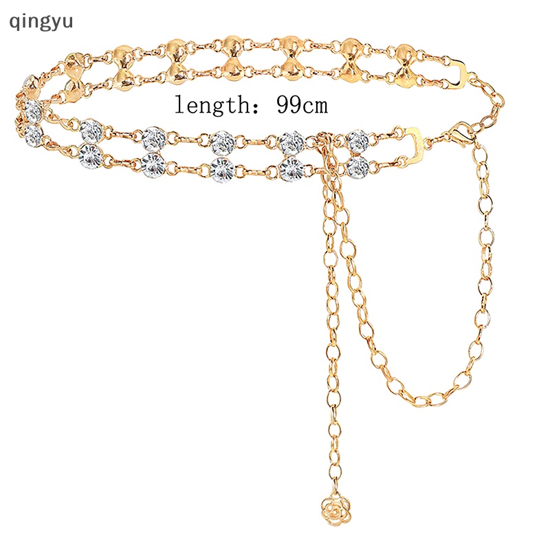 Dây Xích Đeo Thắt Lưng Hai Lớp Bằng Hợp Kim Đính Kim Cương Pha Lê Sáng Tạo Thời Trang Đa Năng Mới Dành Cho Bạn Nữ