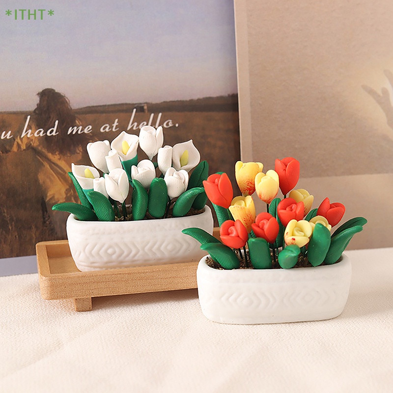Chậu Hoa Tulip Trang Trí Nhà Búp Bê 1: 12 Mới