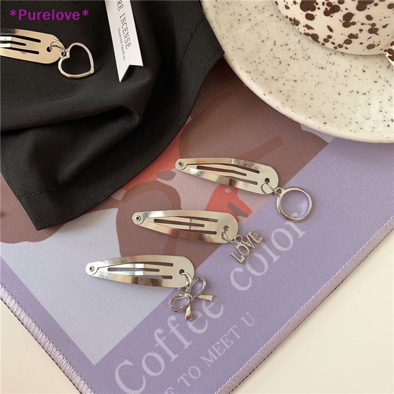 Set 2 Kẹp Tóc Kim Loại Đính Mặt Ngọt Ngào Cá Tính Cho Nữ Mới