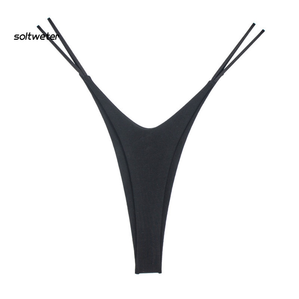 Quần Lót Bikini Hai Dây Lưng Thấp Co Giãn Màu Sắc Trơn Quyến Rũ Cho Nữ