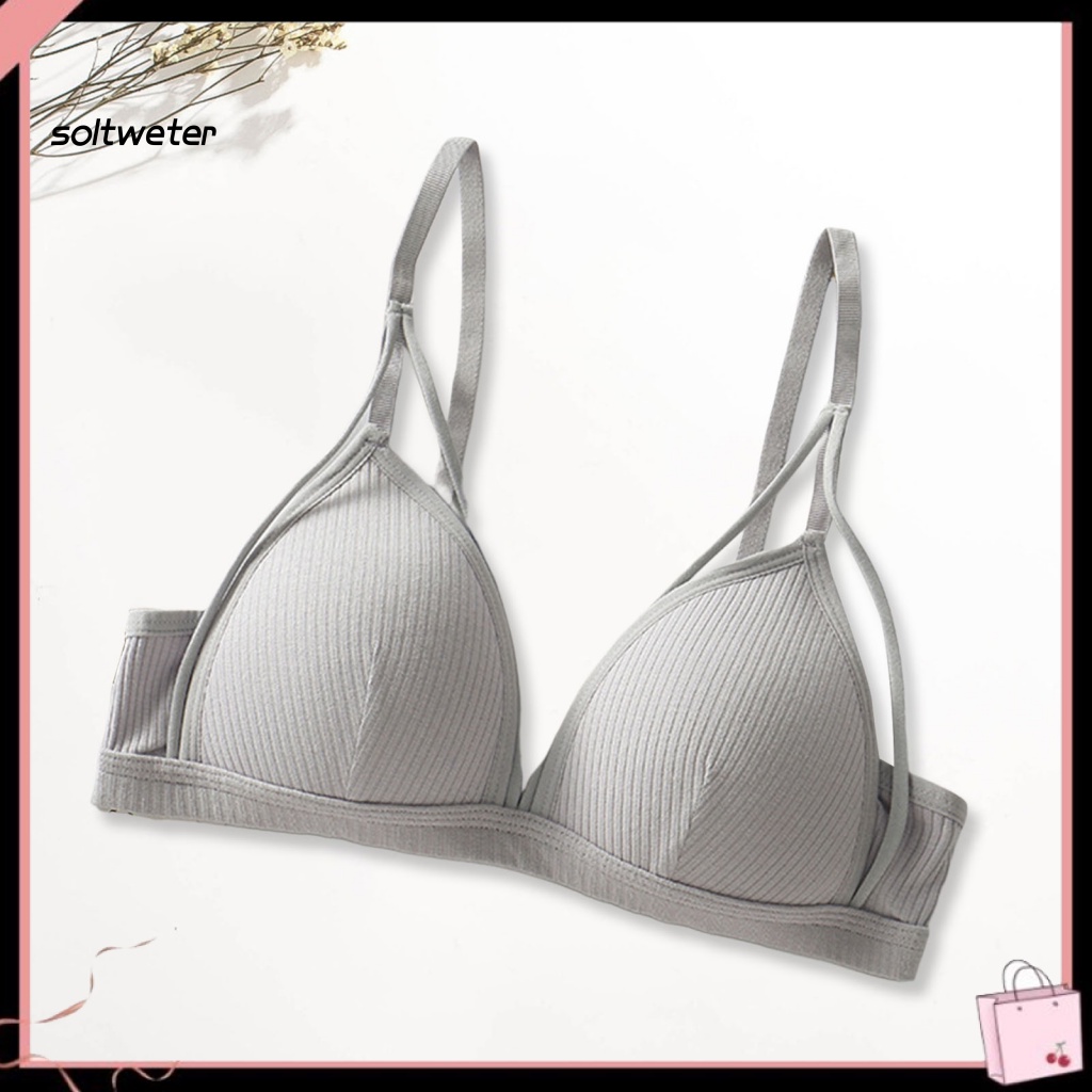 St Áo Ngực Màu Trơn Dây Có Thể Điều Chỉnh Bảo Vệ Lưng Không Gọng Thép Cài Khóa Dành Cho Nữ