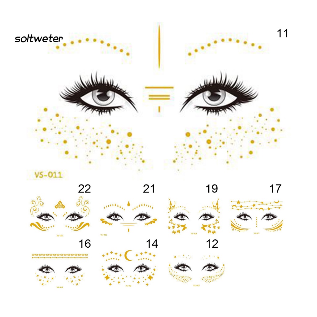 Miếng Dán Hình Xăm Tạm Thời Ánh Kim Chống Nước Màu Vàng Đồng Cho Nữ