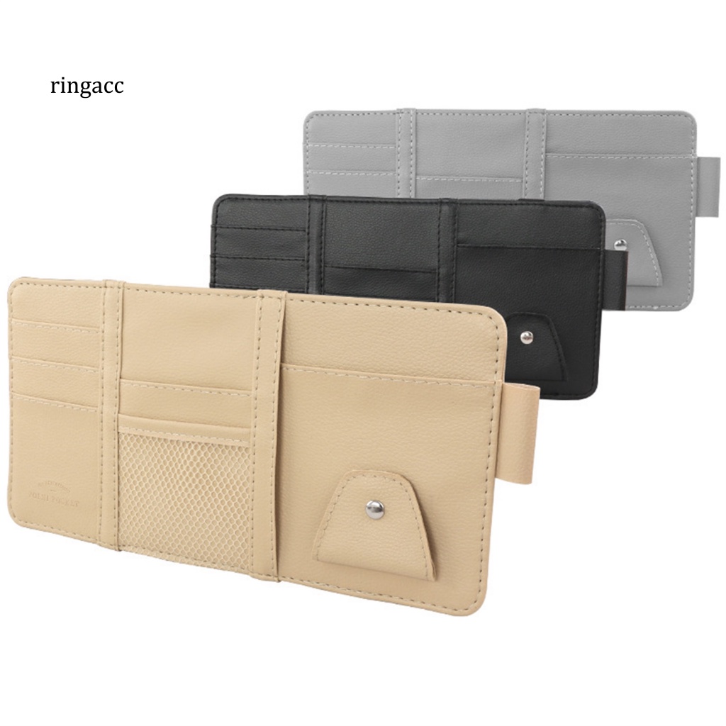 Rga Ví Giả Da Đựng Thẻ Gắn Tấm Che Nắng Xe Hơi SUV Tiết Kiệm Không Gian Đa Năng