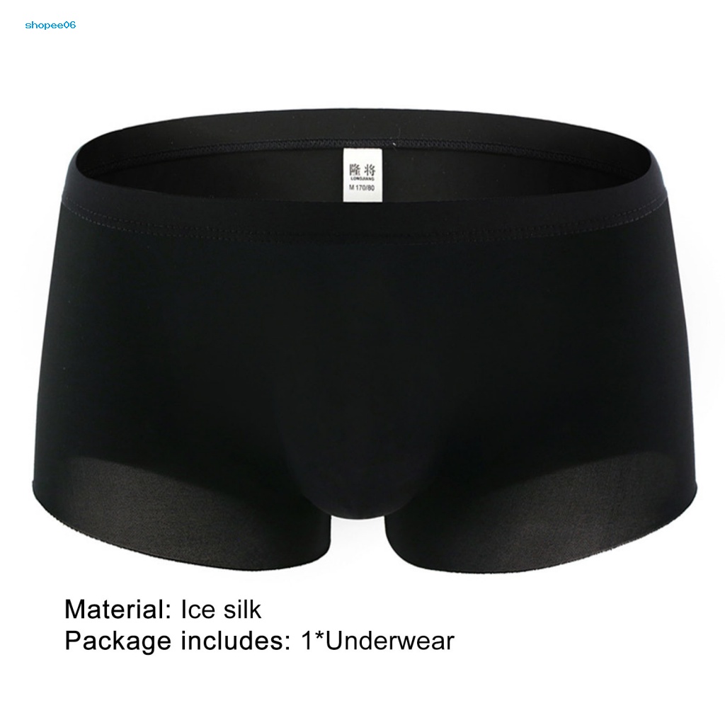 Quần Lót Boxer Lụa Lạnh Siêu Mỏng Không Đường May Chữ U Lồi Cho Nam
