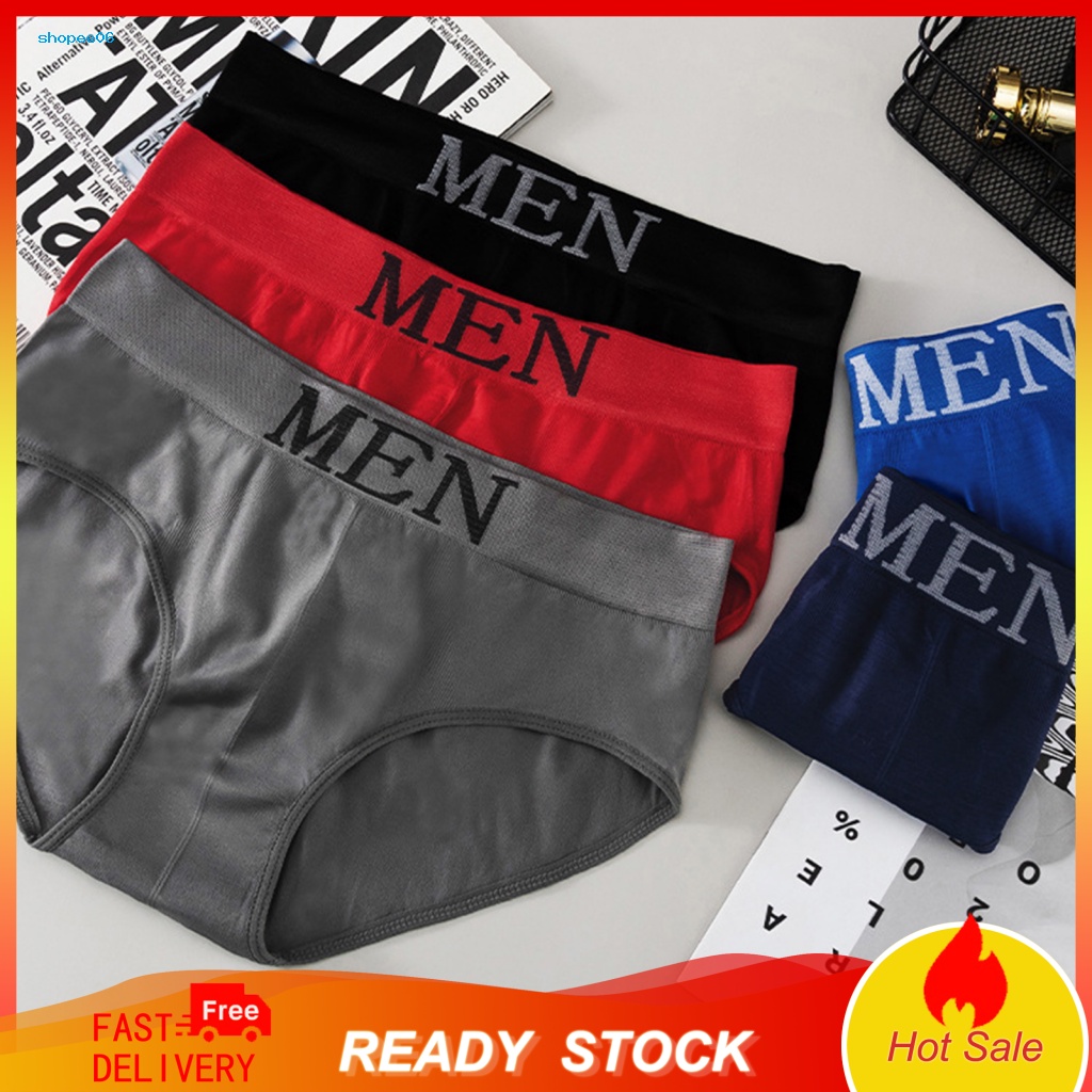 Quần Lót Nam Lưng Thấp Co Giãn Không Đường May In Chữ Quyến Rũ