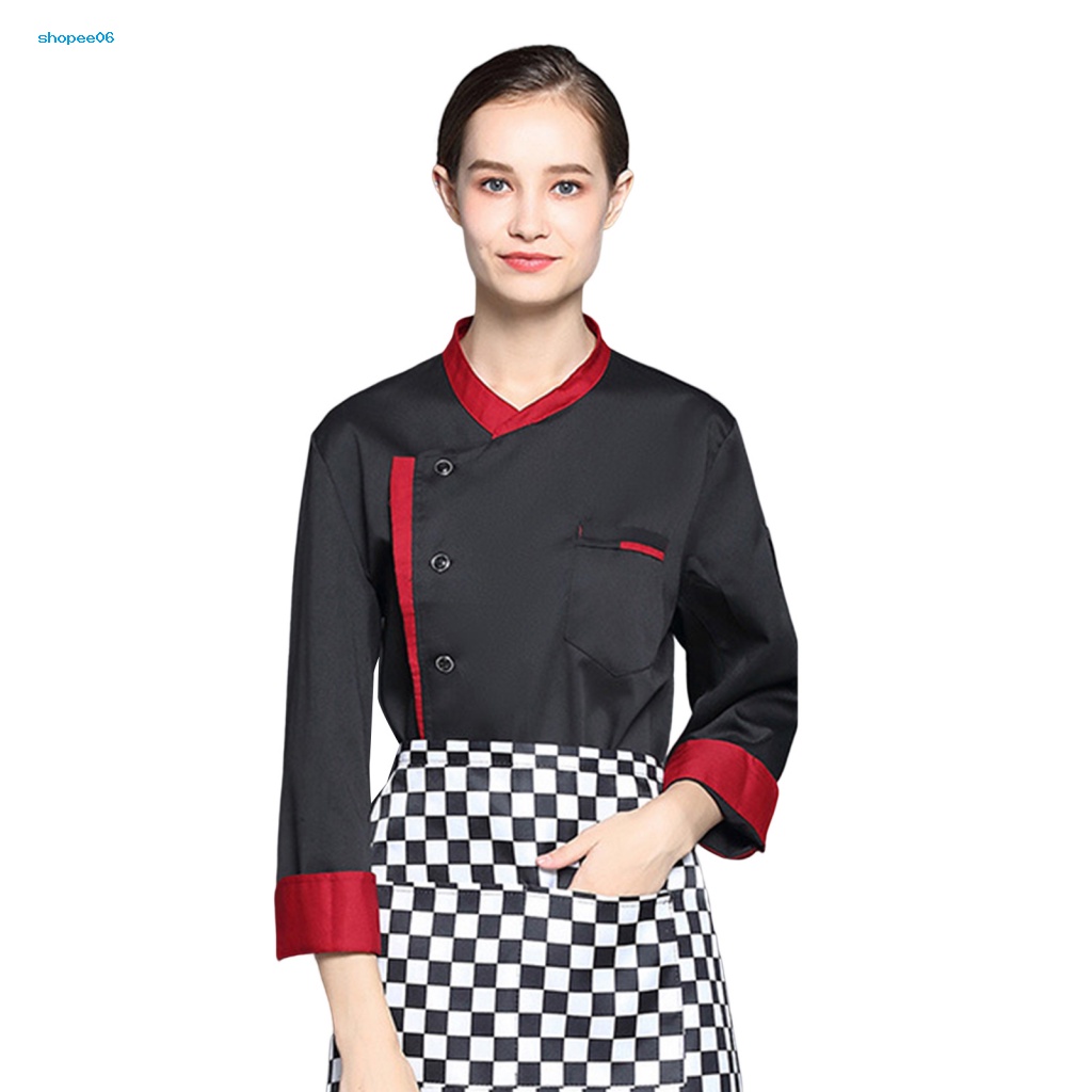 Pemg Áo Đầu Bếp Dài Tay Cổ Đứng Phù Hợp Với Nam Dễ Giặt Chống Bụi Bẩn Đồng Phục Làm Bánh Ngọt Cho Cửa Hàng Thức Ăn Nhanh