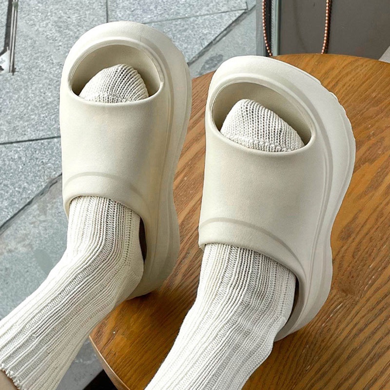 Muchao Dép Sandal Đế Bằng Dày Dặn Thắt Nơ Xinh Xắn Thời Trang Cho Nữ