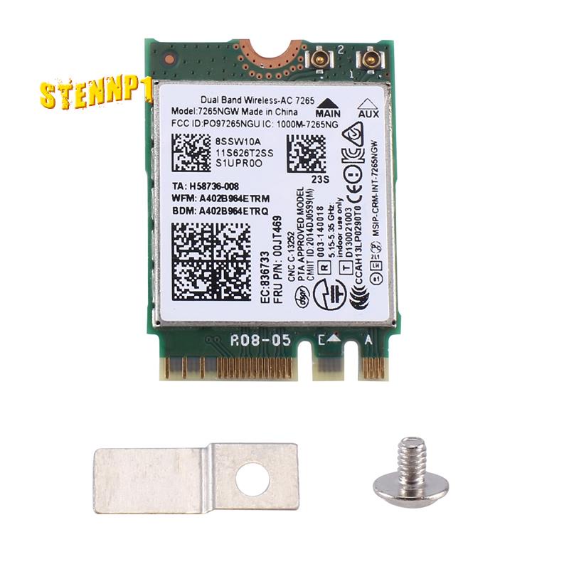 1 Thẻ WiFi AC7265 7265NGW FRU00JT469 802.11AC NGFF BT4.0 Thay Thế Cho Lenovo Thinkpad E550 E455 E555 Series