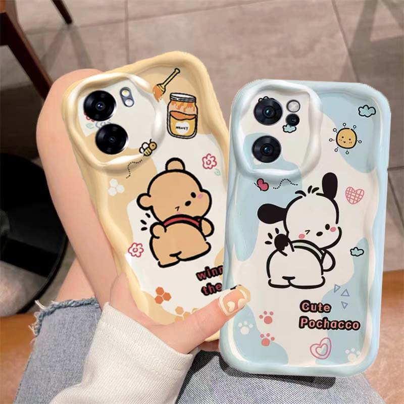 Casing Samsung Galaxy A15 A05 A05S A54 A34 A24 A14 4G 5G A73 A72 A53 A52 A52S A33 A23 A13 A12 A32 A22 LTE A02 A02S A03S A03 A04 A04E M02 M22 M32 M12 Cream Edge Winnie the Pooh Bear Pochacco Cartoon Tpu Fine Hole Anti-fall Protection Soft Phone Case 1NY 27