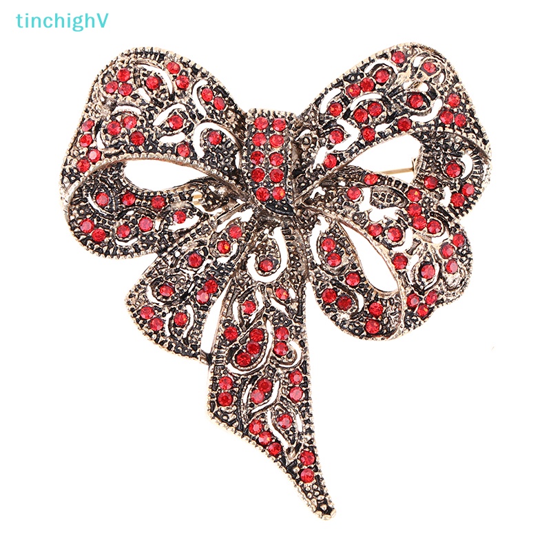 [TinchighV] Ghim Cài Áo Hình Nơ Đính Kim Cương Giả Bằng Kim Loại Cho Nữ