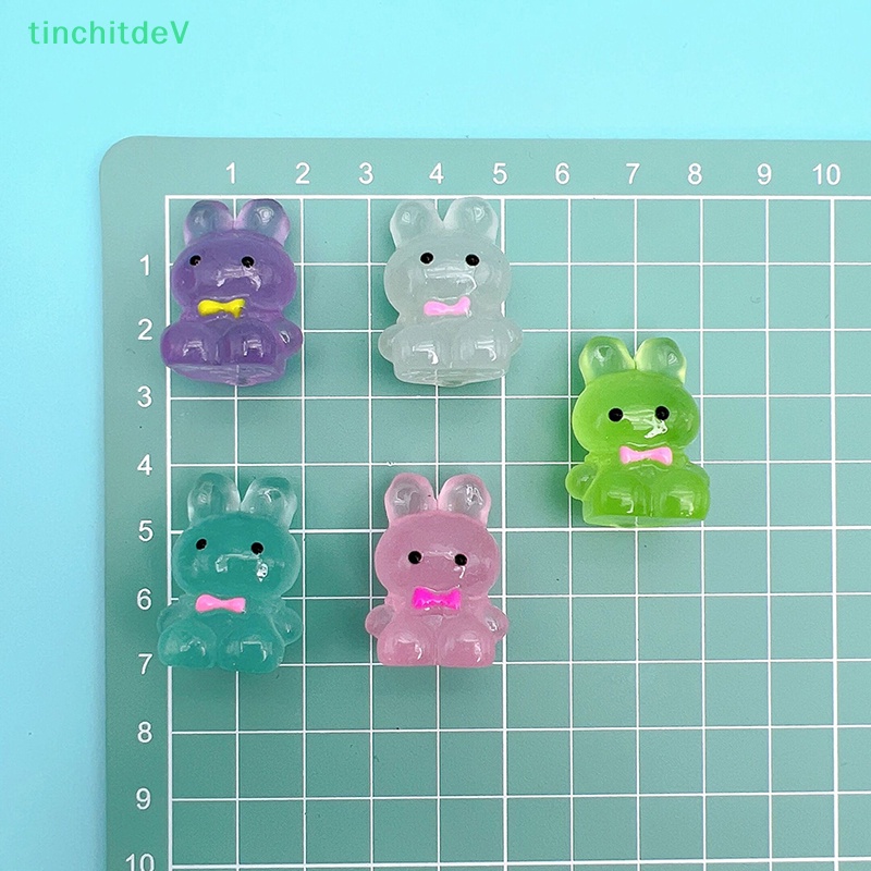 [TinchitdeV] Bộ 5 Mô Hình Thỏ Dạ Quang Bằng Nhựa Resin Dễ Thương Trang Trí Nhà Cửa / Xe Hơi