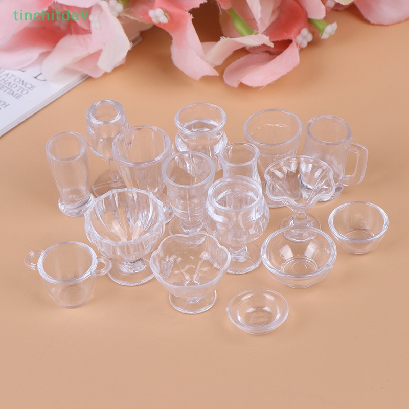 Set 17 Dụng Cụ Bàn Ăn Trong Suốt DIY Cho Nhà Búp Bê 1: 12