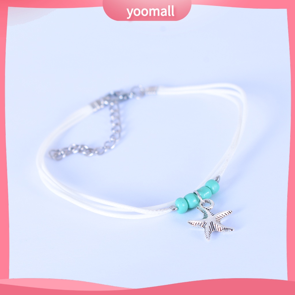 Lắc Chân Nhiều Lớp Đính Hạt Và Ngôi Sao Biển Phong Cách Boho Thời Trang Cho Nữ