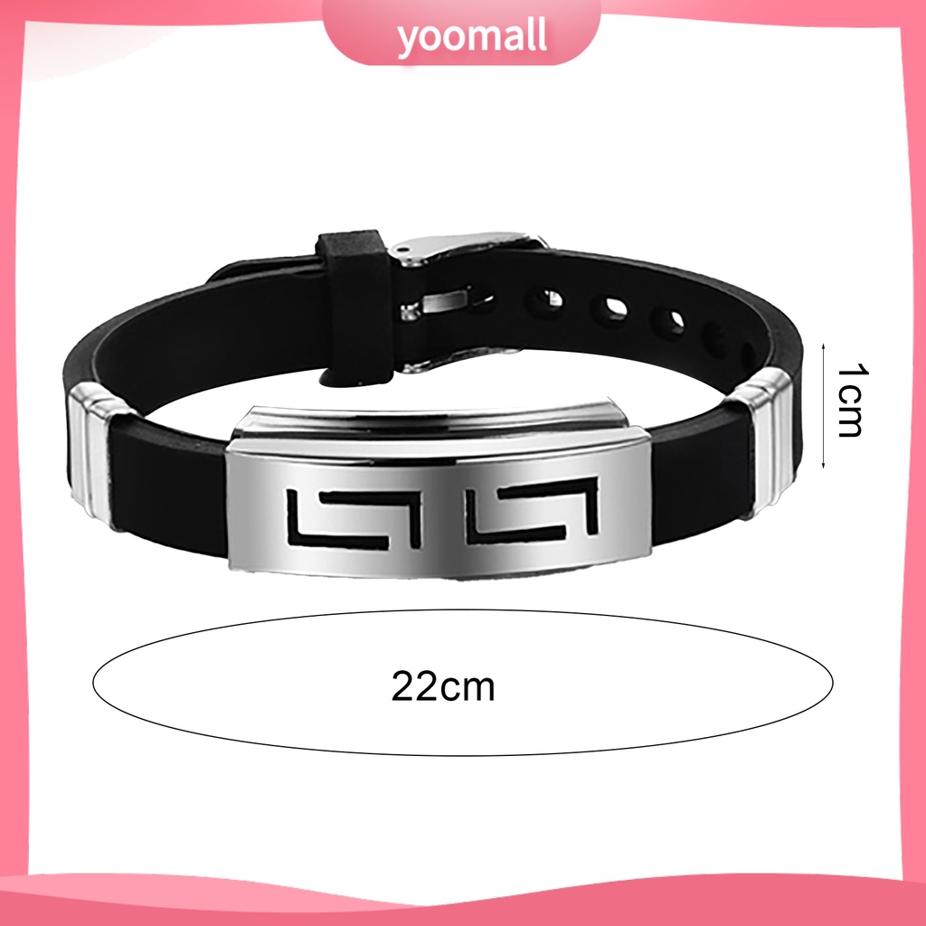 Vòng Tay Cao Su Phối Khóa Thép Không Gỉ Thời Trang Punk Cho Nam