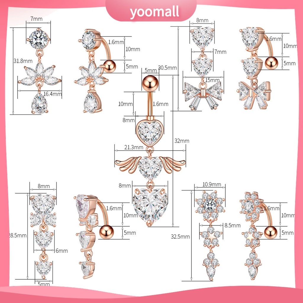 1 Khuyên Rốn Hình Hoa Đính Đá Zircon Quyến Rũ Cho Nữ
