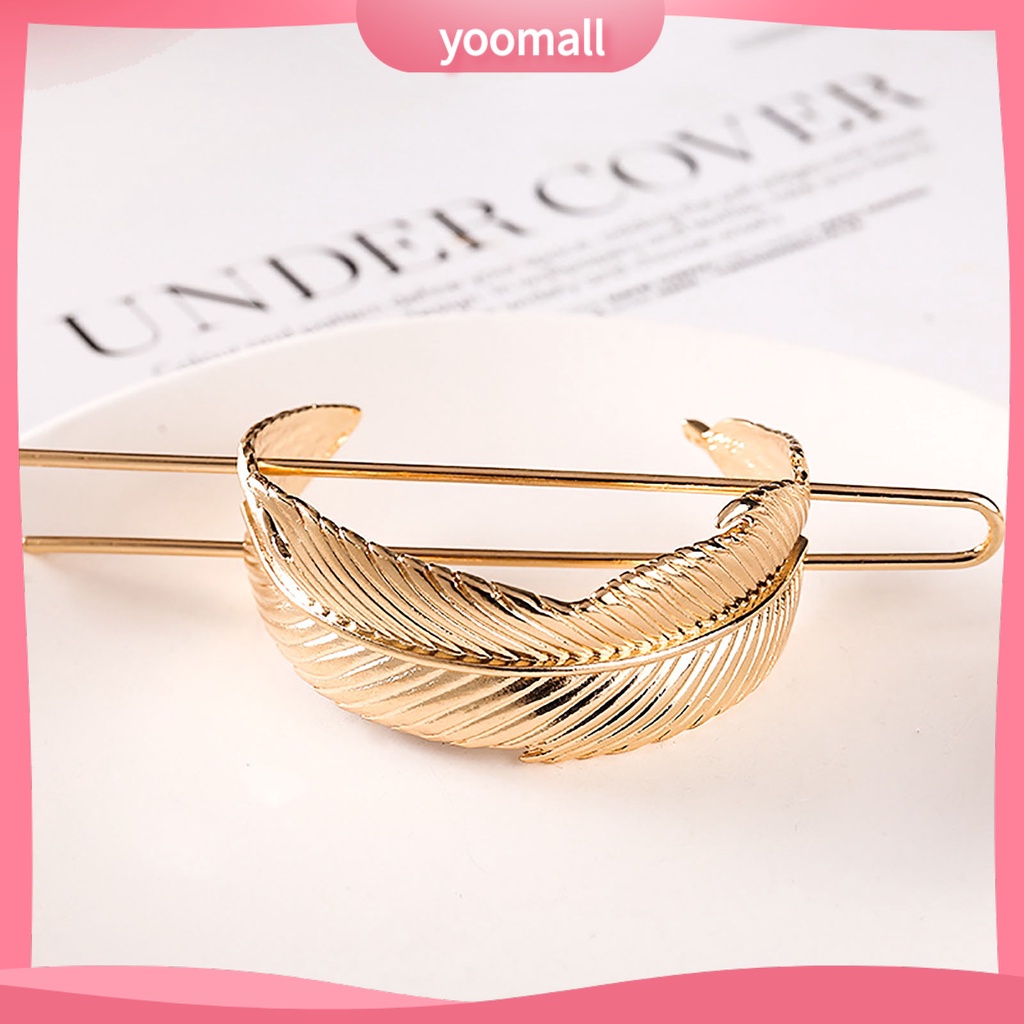 Kẹp Tóc Hình Lông Vũ Tròn Bằng Hợp Kim Chống Trượt