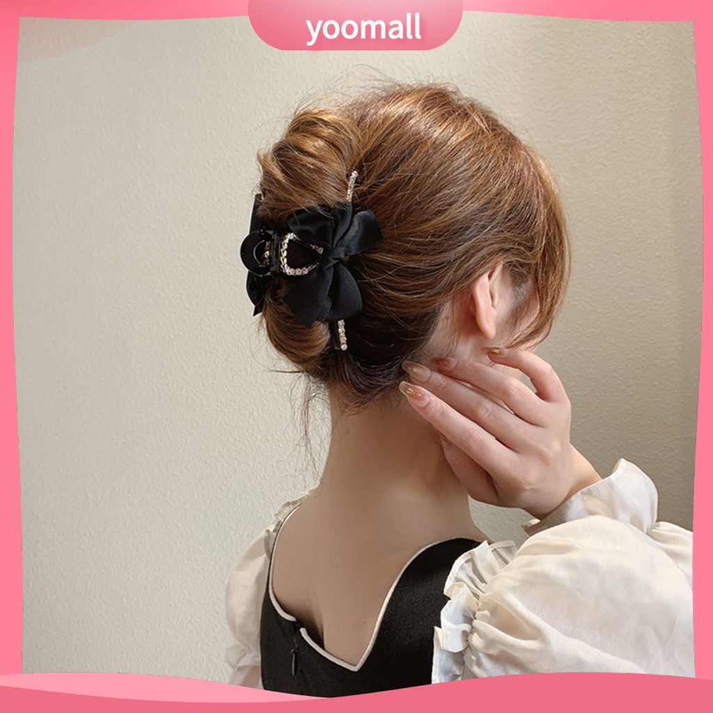 Kẹp Tóc Càng Cua Đính Đá Màu Trơn Chống Rơi Cho Nữ