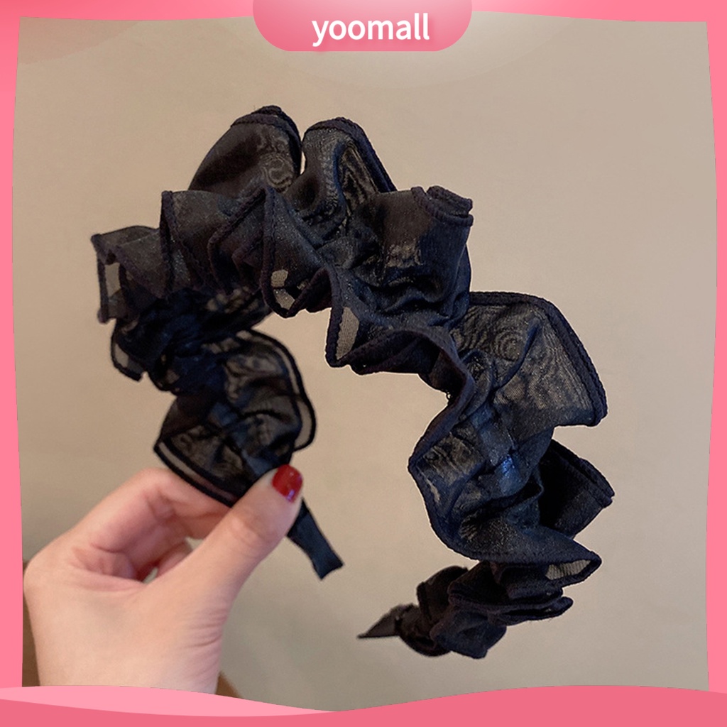 Băng Đô Vải Viền Mềm Bản Rộng Trang Trí Tóc Cho Nữ