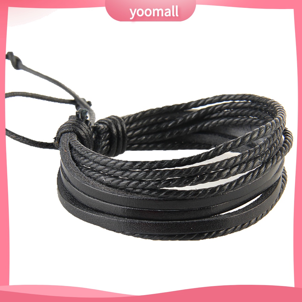 Vòng Tay Dây Bện Giả Da Nhiều Lớp Unisex