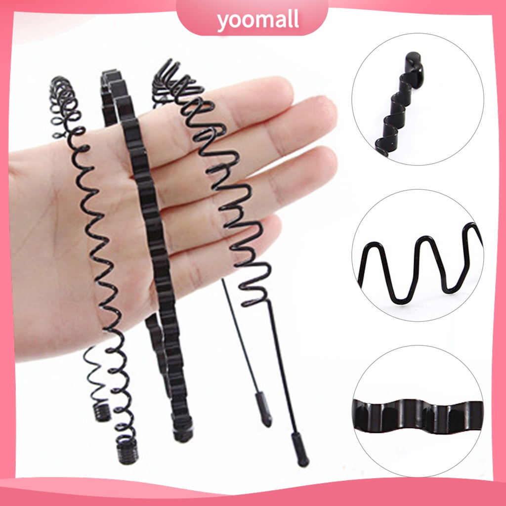 Set 6 Băng Đô Gợn Sóng Màu Đen Vô Hình Chống Trượt Có Thể Điều Chỉnh Chăm Sóc Làm Đẹp Cho Nam