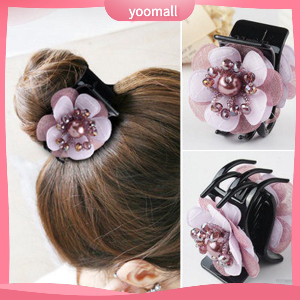 Kẹp Tóc Ba Răng Đính Hoa Bằng Nhựa Xinh Xắn