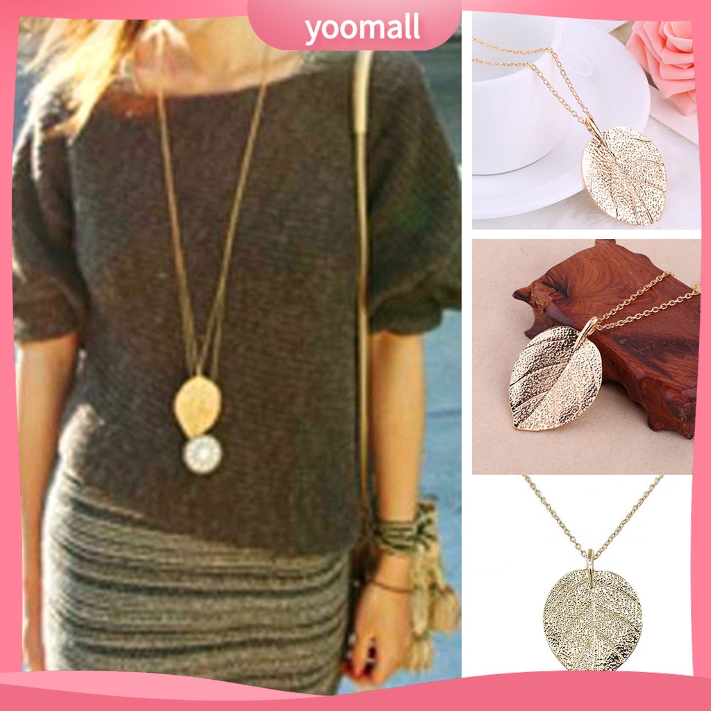 [YM] Vòng Cổ Sweater Dây Xích Kết Cấu Lá Duyên Dáng Thanh Lịch Dễ Lên Màu Làm Quà Tặ