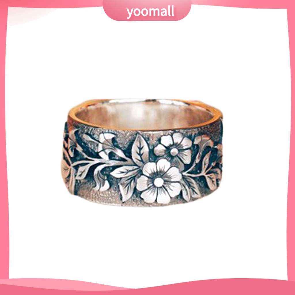 Nhẫn Hợp Kim Bản Rộng Họa Tiết Hoa / Chim Màu Sắc Cổ Điển Phong Cách Hip Hop Cho Nam Và Nữ
