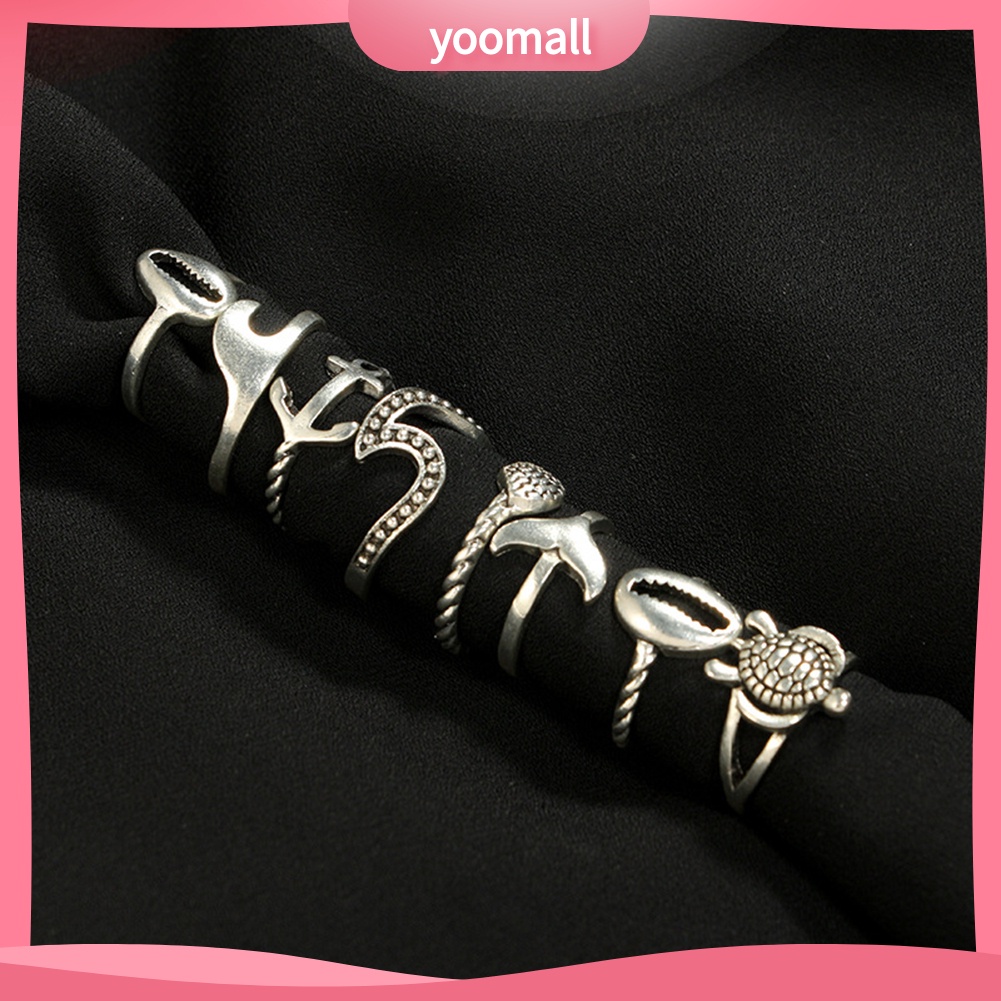 Set 8 Nhẫn Đeo Khớp Ngón Tay Phong Cách Boho Thời Trang Cho Nữ