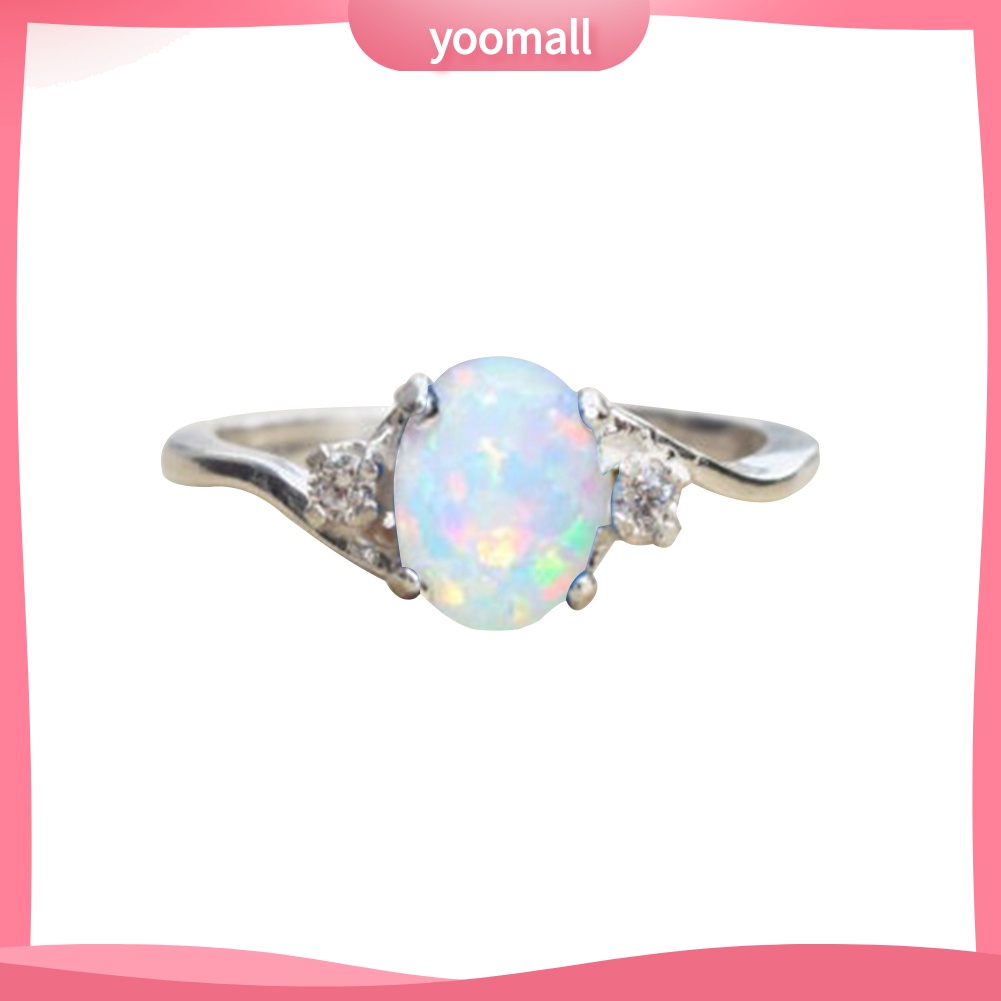 Nhẫn Đính Hôn Hợp Kim Đính Đá Opal Thanh Lịch Thời Trang Cho Nữ