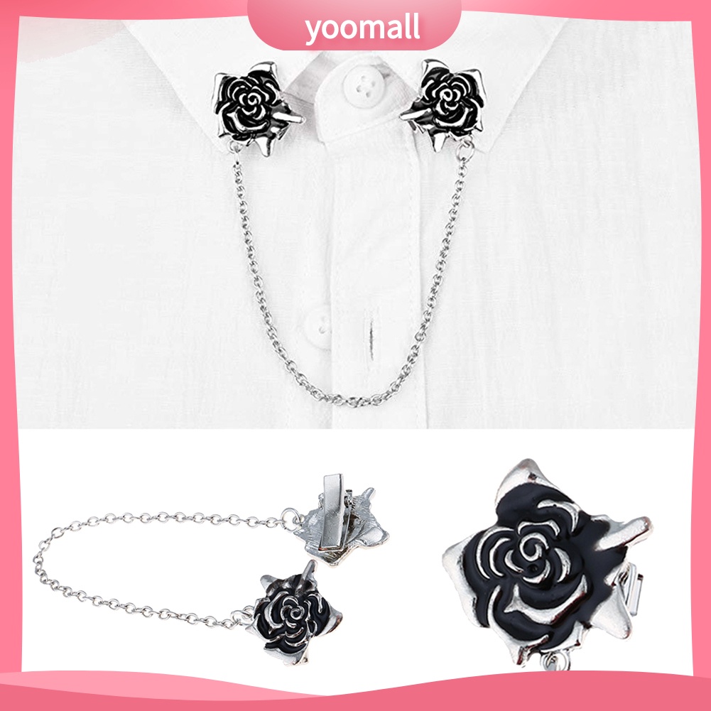 Ghim Cài Áo Hình Hoa Hồng Phối Dây Xích Thời Trang Cho Nữ