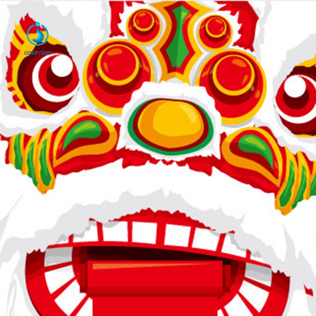 Amar Miếng Dán Tường Trong Suốt In Họa Tiết Sư Tử Nhảy Múa Lồng Đèn Chống Trống