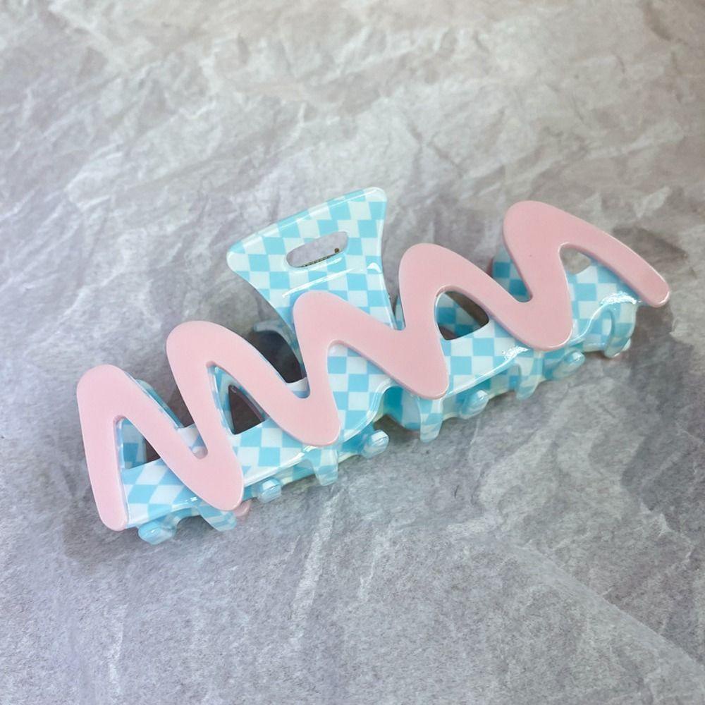 ANEMONE Kẹp Tóc Càng Cua Cỡ Lớn Kẻ Sọc Caro Sáng Tạo Cho Hàng Ngày