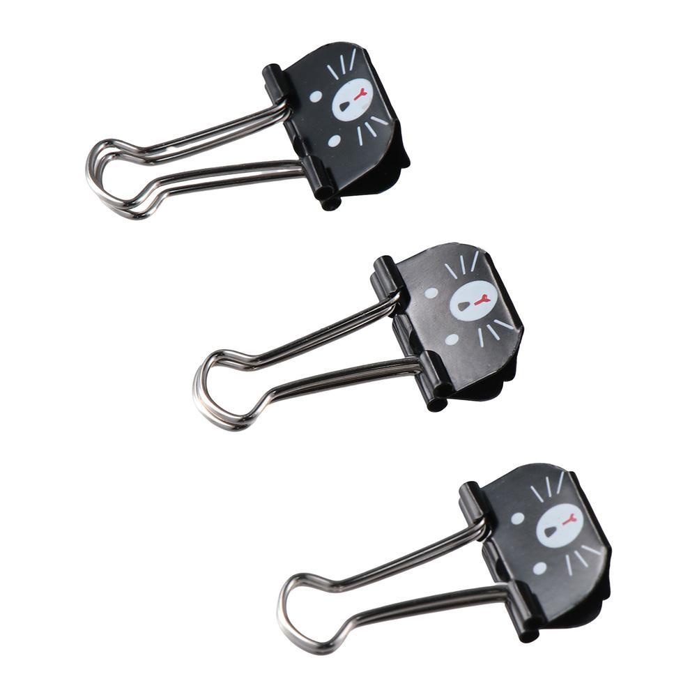 CHOOKEY Set 12 Kẹp Giấy Bằng Kim Loại Màu Đen Hình Mèo