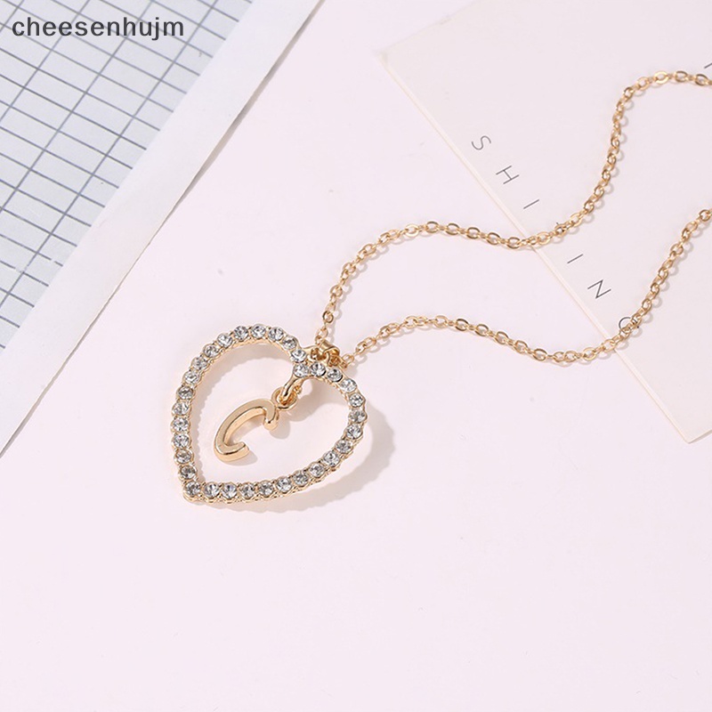 Vòng cổ Mặt Trái Tim Đính Đá 26 Chữ Cái Từ A-Z Thời Trang Cho Nữ