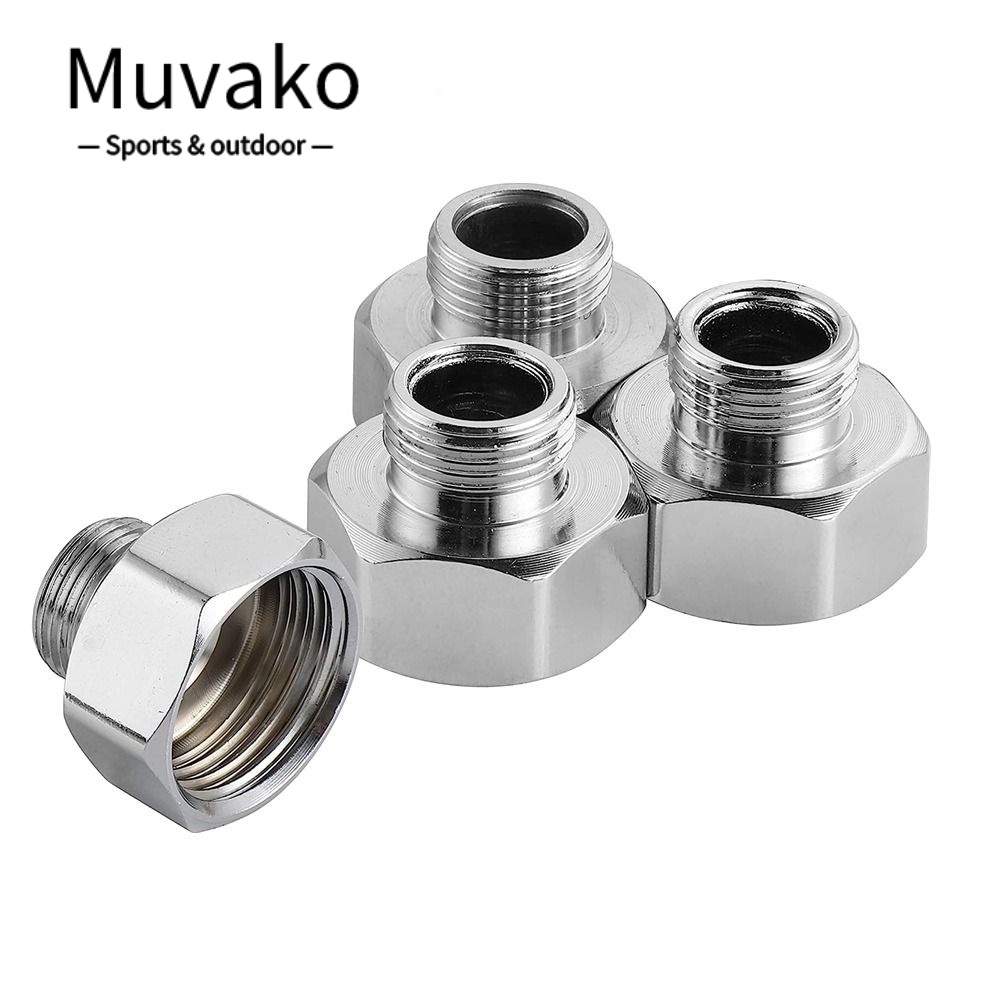 MUVAKO Bộ 4 Đầu Nối Chuyển Đổi Ống Nước 1 / 2 Sang 3 / 8 Bằng Thép Không Gỉ Có Van Dừng Tháo Rời Kèm Đai Ốc Đệm Cao Su Cho Phòng Tắm