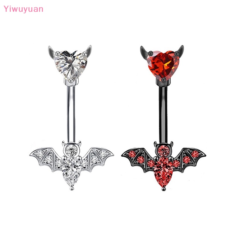 < Yiwuyuan > Khuyên Rốn Hình Dơi Đính Đá Zircon Đỏ Mới Cho Nữ