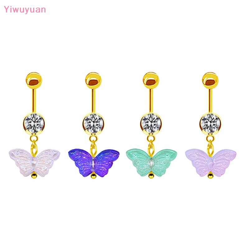 Khuyên Rốn Hình Bướm Đính Đá Bằng Thép Không Gỉ Mới