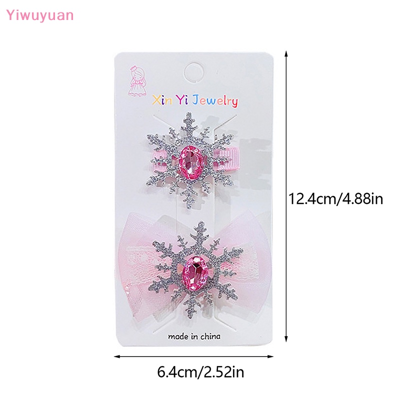 Bộ 2 Kẹp Tóc Hình Hoa Tuyết Đính Đá Nhiều Màu Sắc Cho Bé Gái