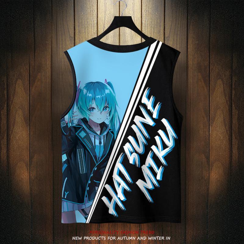 Áo Thun Sát Nách plus Size Họa Tiết Anime Hatsune Miku Thời Trang Mùa Hè Cho Nam
