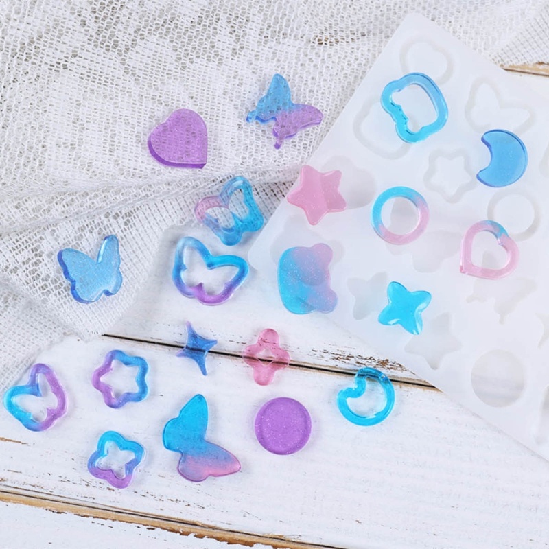 Khuôn Silicone Hình Trái Tim / Bướm / Cát Chảy Làm Móc Khóa DIY