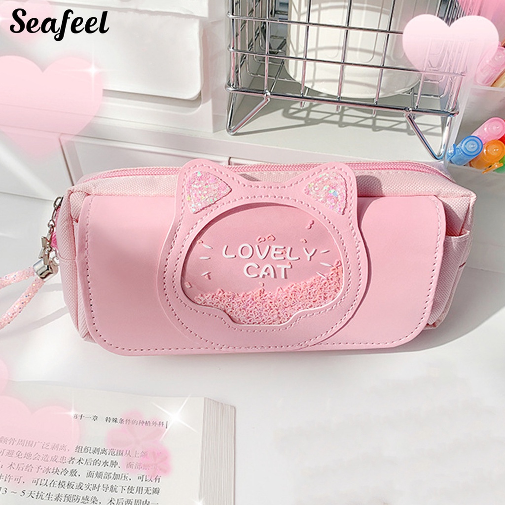 Túi Đựng Bút Bằng Vải Canvas Họa Tiết Hoạt Hình Đáng Yêu Đa Năng