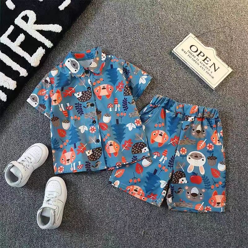 Set Áo Sơ Mi Tay Ngắn Và Quần Short Thời Trang Mùa Hè 2023 Phong Cách Mới Cho Bé Trai