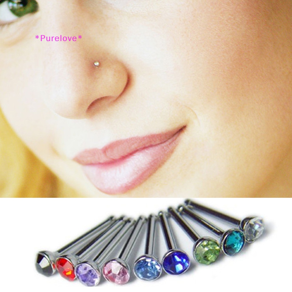 Khuyên Mũi Bằng Thép Đính Đá Pha Lê Cá Tính Thời Trang Mới