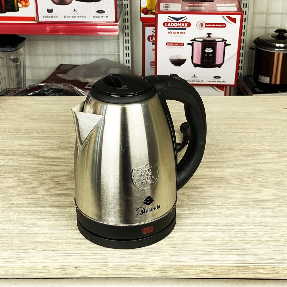 Ấm siêu tốc inox Thái Lan MALANDA LK-1318 dung tích 2L, thân ấm inox 304 không hoen rỉ, tự ngắt an toàn khi hết nước