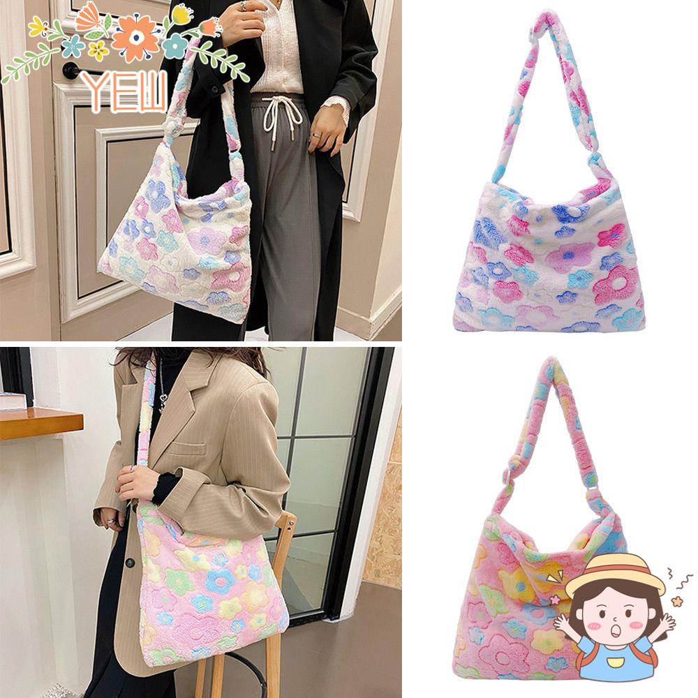 Túi Xách Đeo Vai Phủ Lông Họa Tiết Hoa Cỡ Lớn Thời Trang Sành Điệu