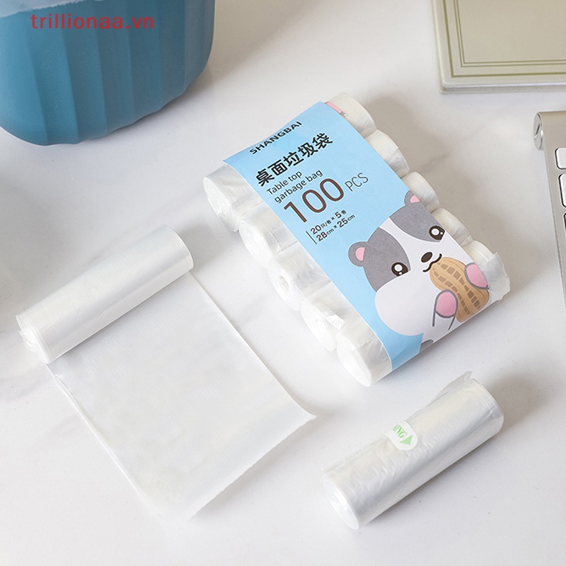 Set 100 Túi Đựng Rác Mini 5 Cuộn Dày Dặn Dùng Một Lần Cho Nhà Bếp